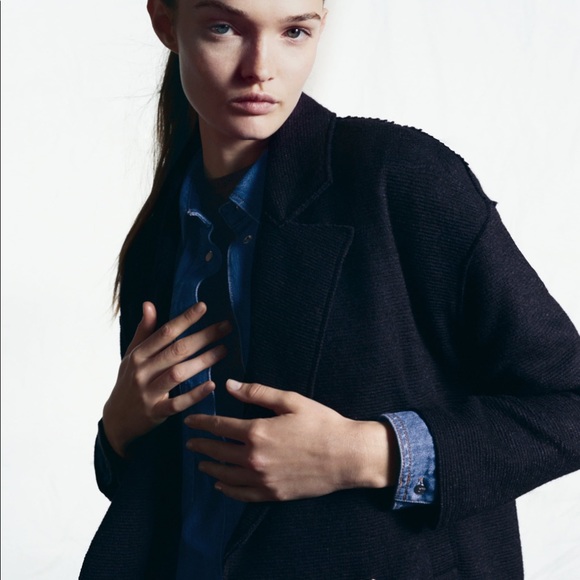 Zara navy wool jacket - Picture 6 of 7